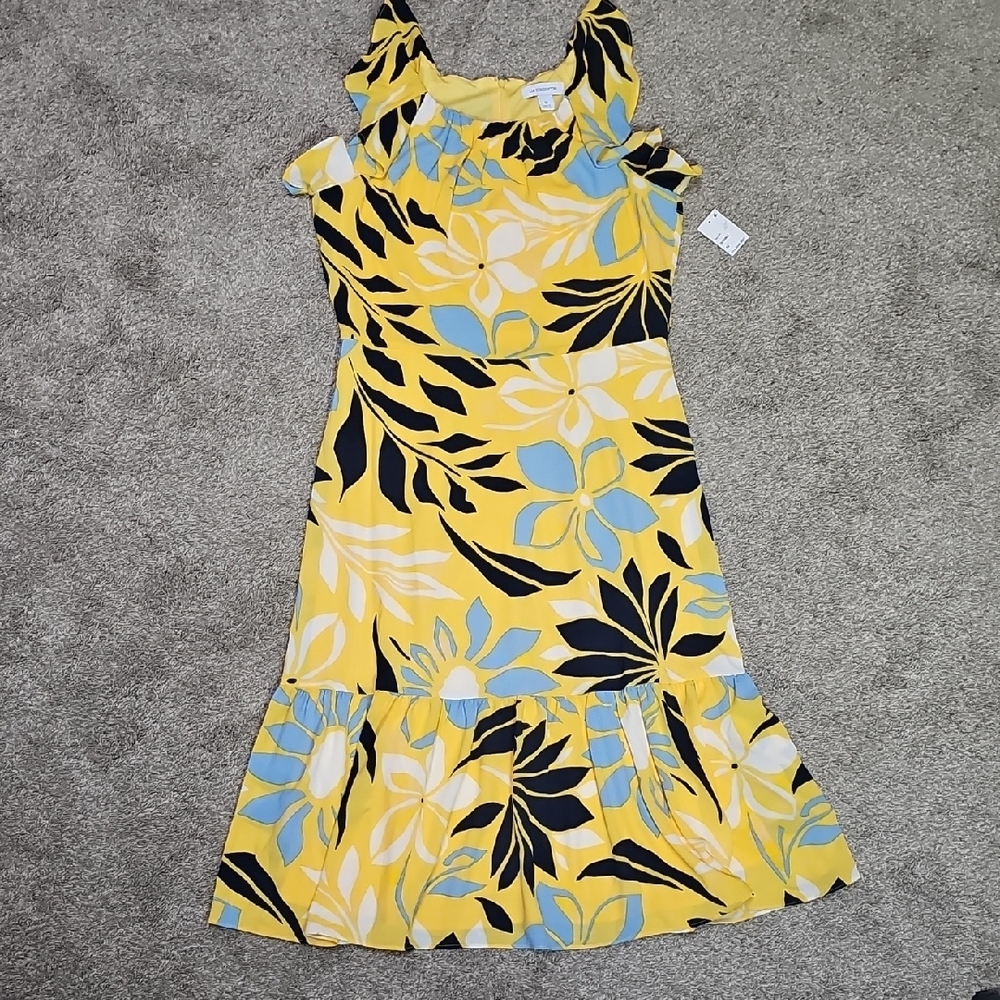 Floral Yellow and Blue Women's Dress